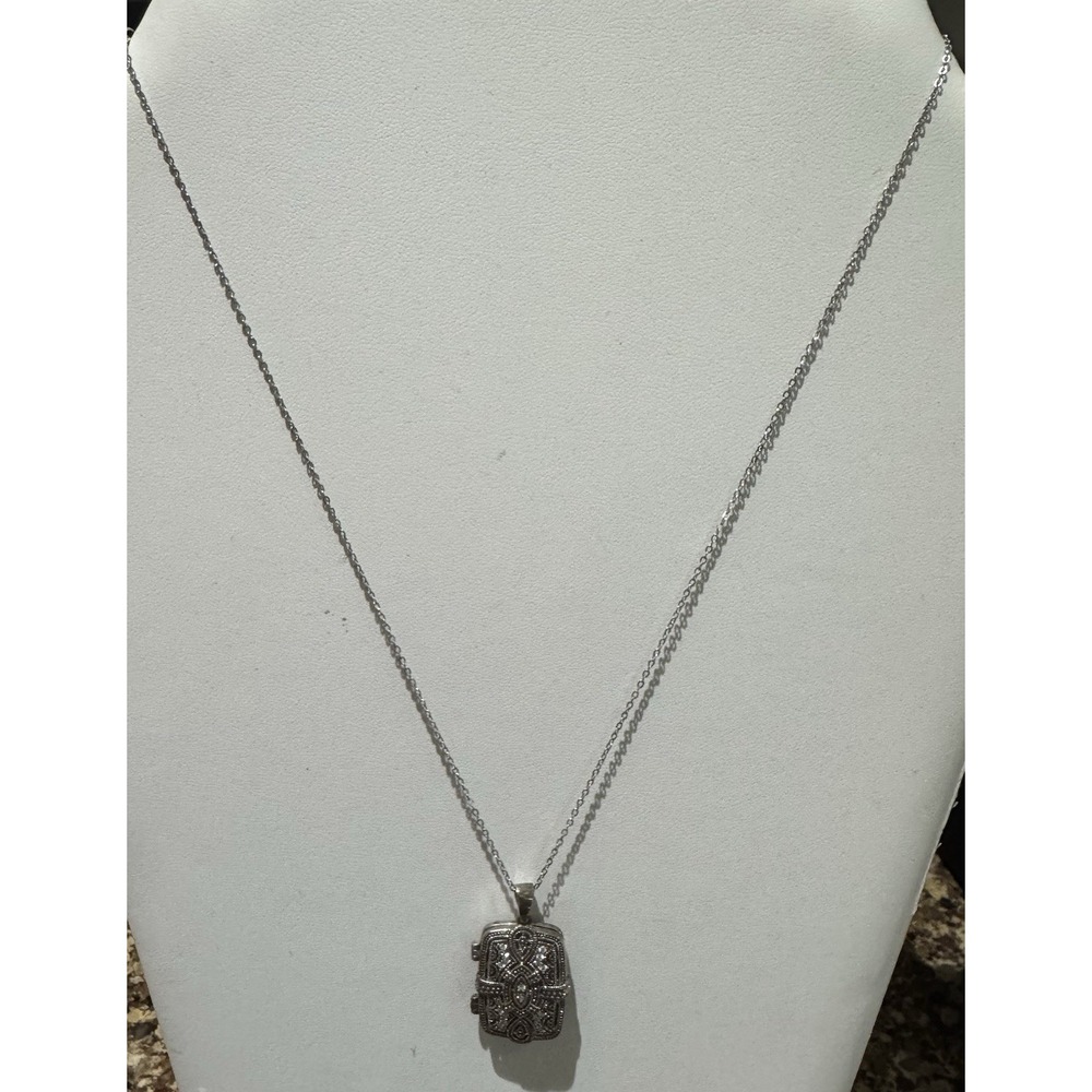 Tocara 925 Sterling Silver And Diami Filigree Locket Pendant Necklace 15-18"